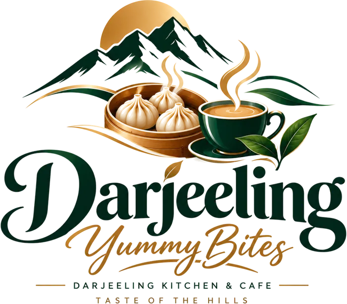 Darjeeling Yummy Bites logo - mountains, momos and masala chai